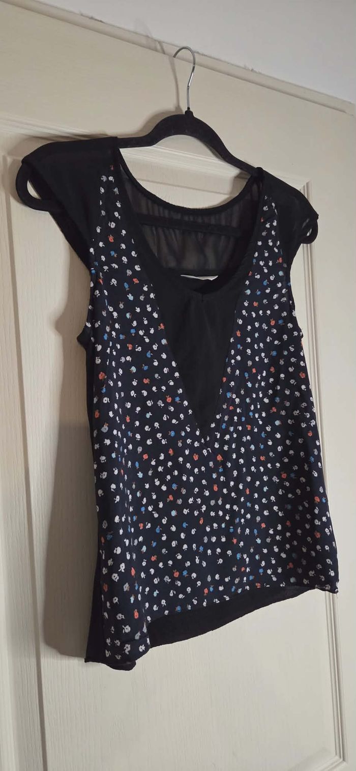 NAF NAF – Top Fluide Imprimé & Voile Transparent – Taille S – Élégant & Féminin - photo numéro 4