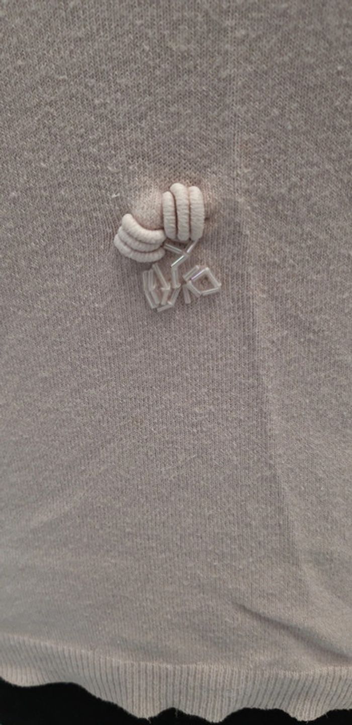 Très joli top rose poudré en ramie et coton avec motifs brodés - photo numéro 5