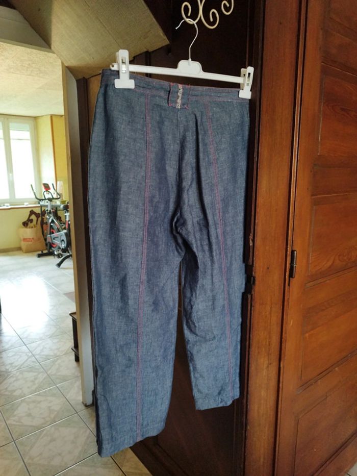 Pantacourt bleu rose vintage style denim y2k 38 - photo numéro 11