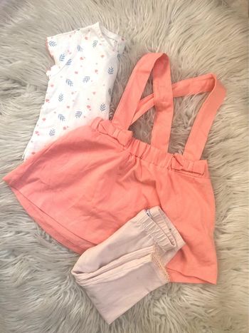 Fille 👧🏻 Ensemble 3 pieces taille 6 mois - jupe/legging/tshirt mc