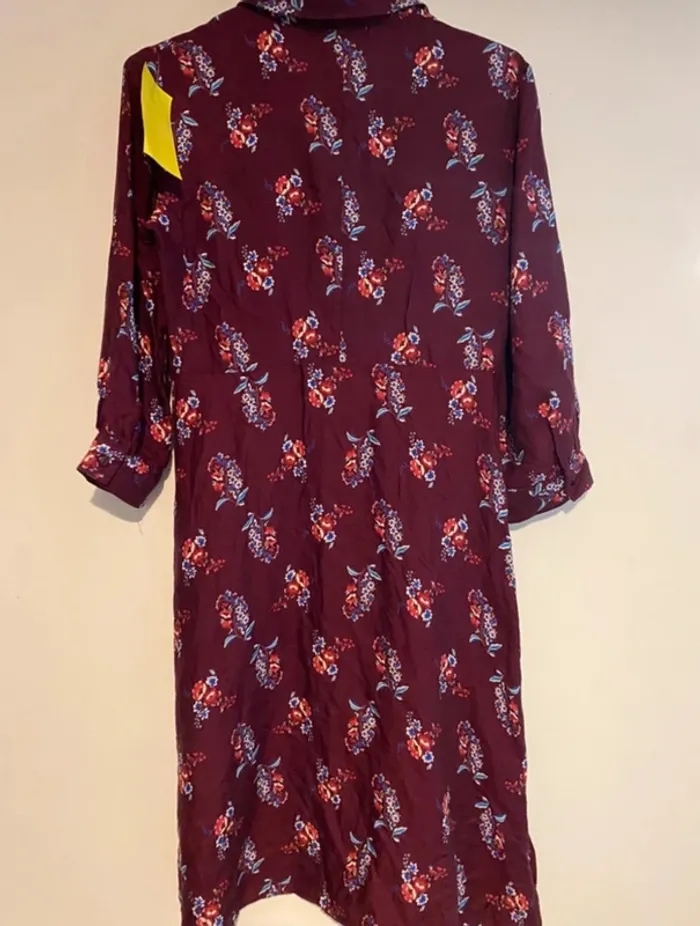 Robe Promod bordeaux fleurie – taille 34 – neuve - photo numéro 7