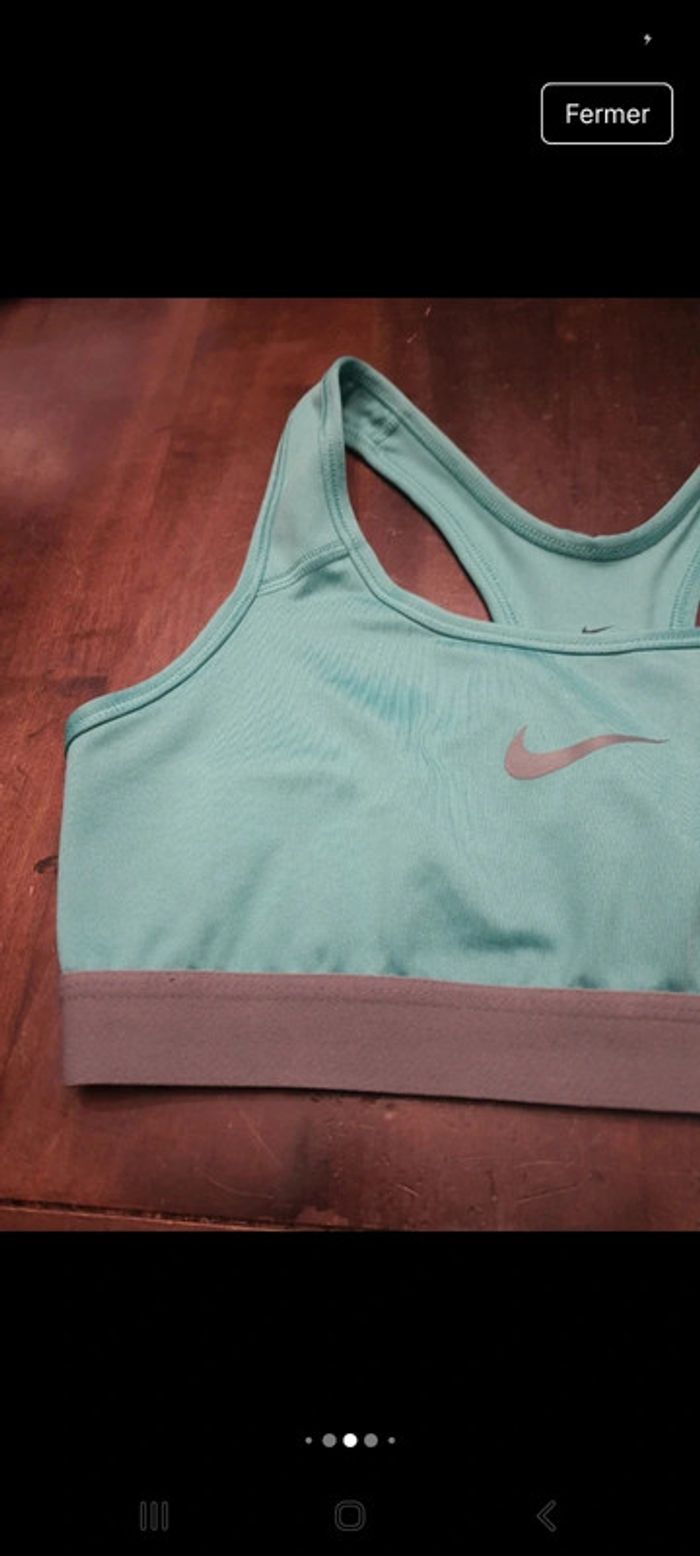 Brassière de sport tourquoise/gris Nike taille S - photo numéro 11