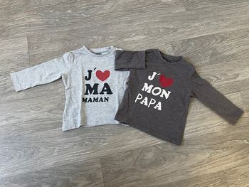Lot 2 t-shirts manches longues mixte 9 mois