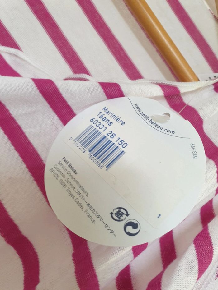 Haut Blouse Top Marinière 100% coton Petit Bateau Taille 16 ans ou M - photo numéro 4