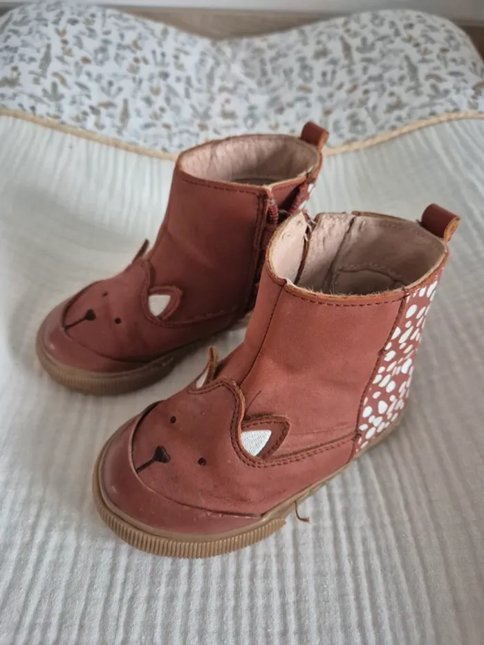 Bottines camel renard p22 vertbaudet