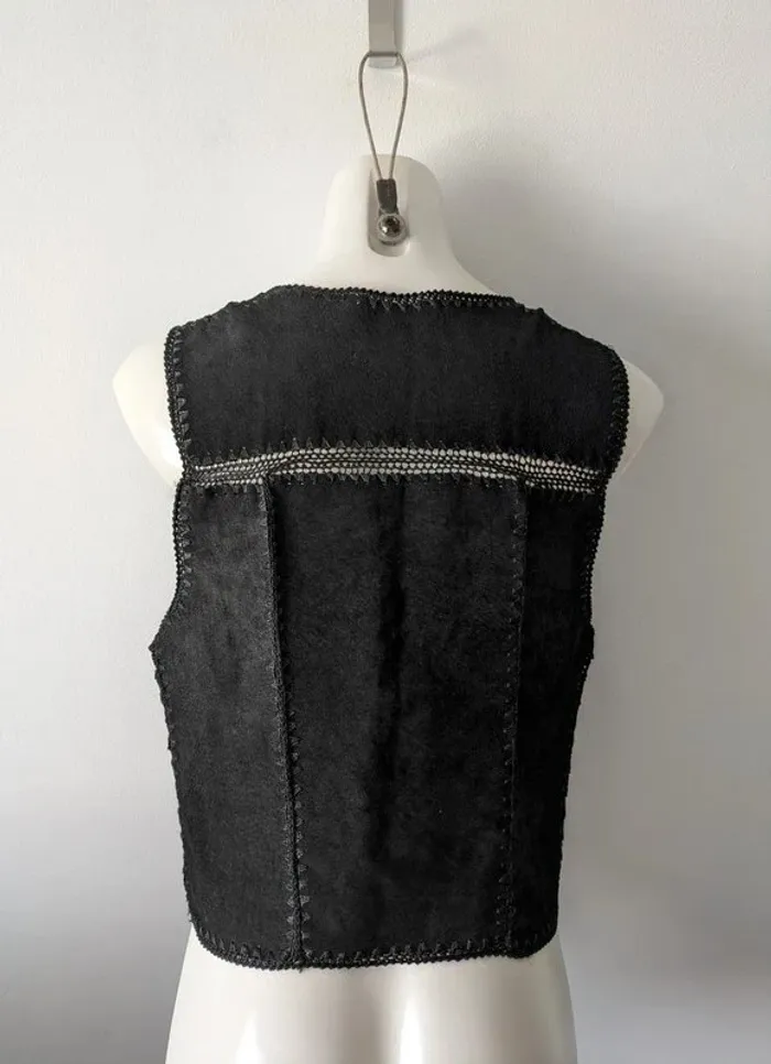 Gilet vintage en cuir daim - taille 40 - photo numéro 5