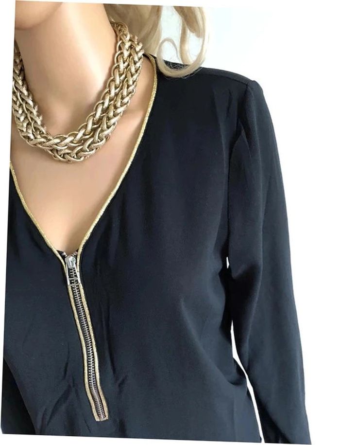 Blouse noire et dorée neuve à manches longues Sweewe taille M/L - photo numéro 6