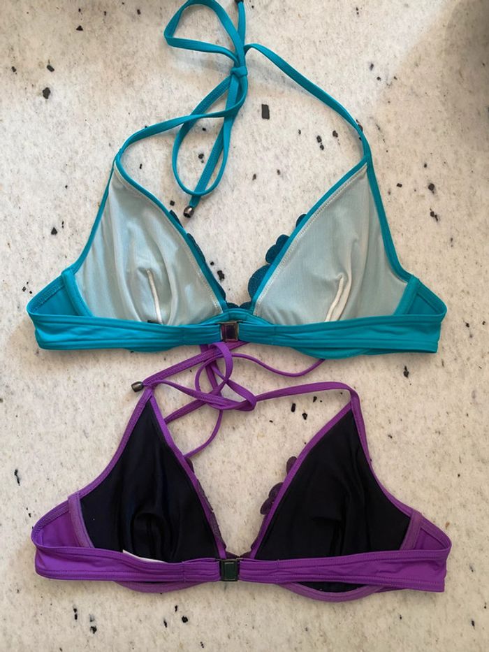 Lot de 2 hauts de maillot de bain brodé Maison Lejaby M - photo numéro 3