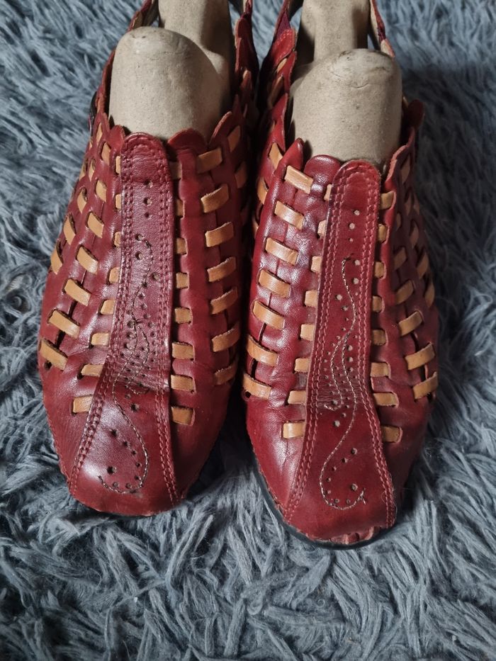 Sandales à talons bordeaux 39 en cuir - photo numéro 2
