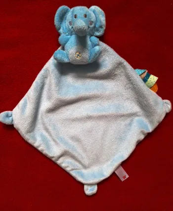 Doudou Elephant bleu / Etiquettes - Nicotoy