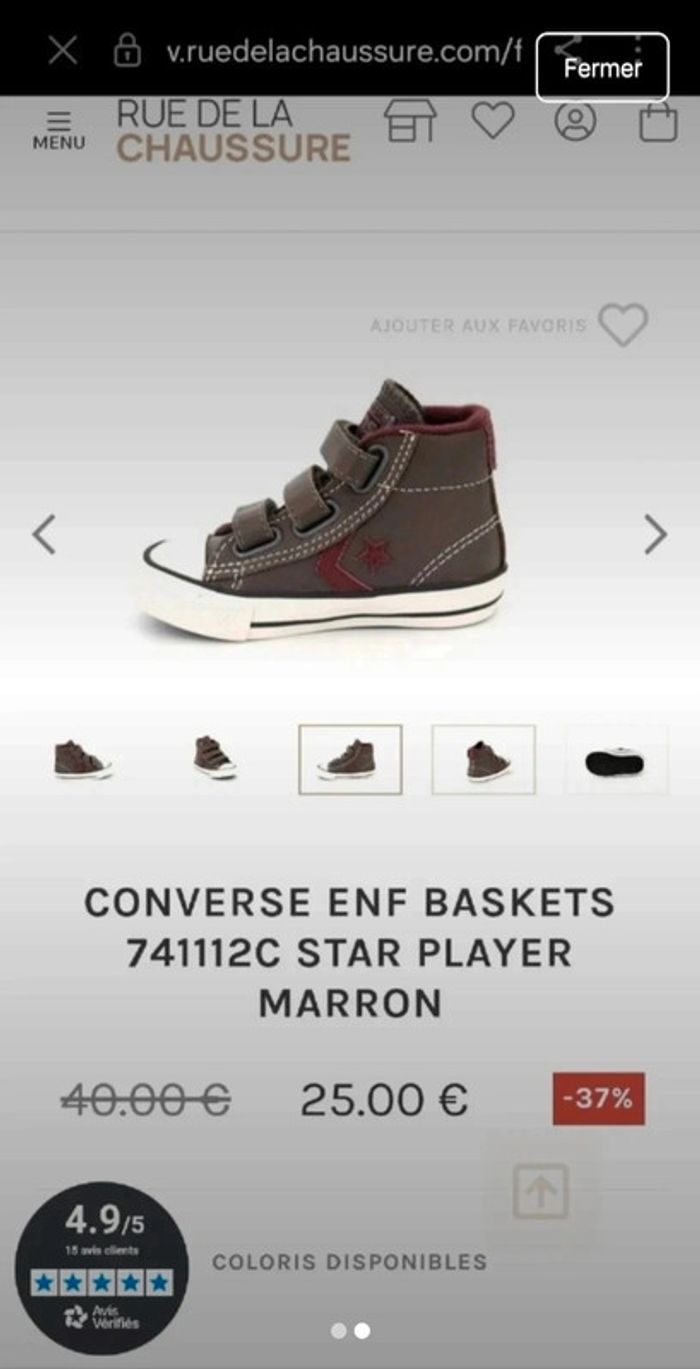 Chaussure enfant fille converse Pointure 20 - photo numéro 2