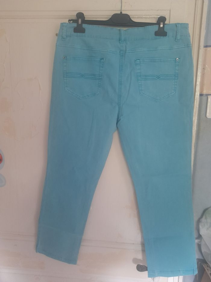 Jeans bleu turquoise, marque C'est beau la vie, taille 44 - photo numéro 2