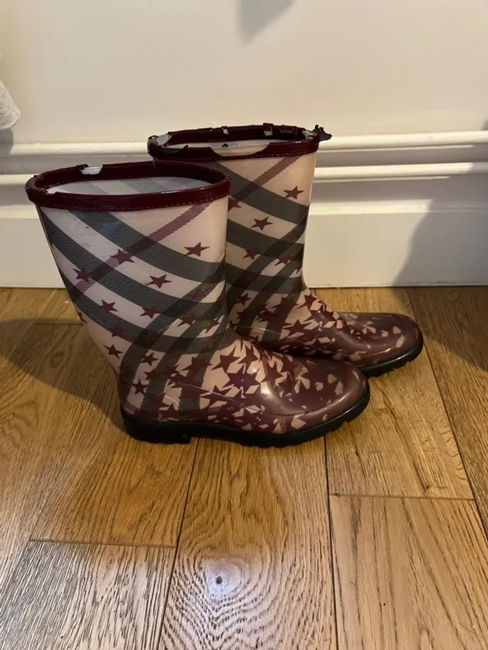 Bottes de pluie tartan et étoiles taille 36 - Burberry - photo numéro 2