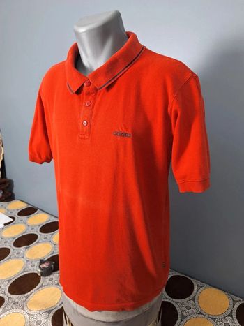polo vintage Adidas manche courte homme rouge / taille L brodé (366)