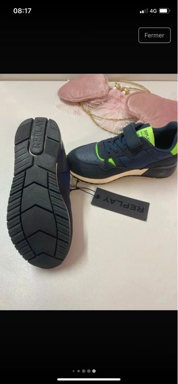 Baskets - Replay - bleu marine & vert fluo – Confort et style sportif - Taille 31