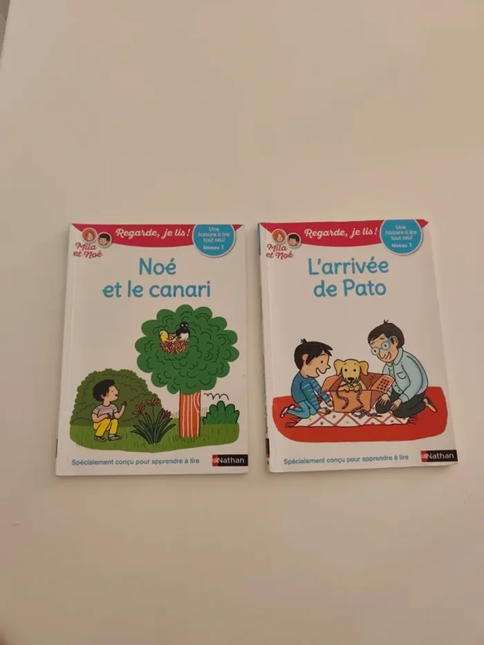 Lot 2 livres Regarde, je lis - Mila et Noé