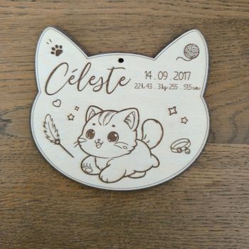 Décoration murale/porte Chat. Souvenir naissance 