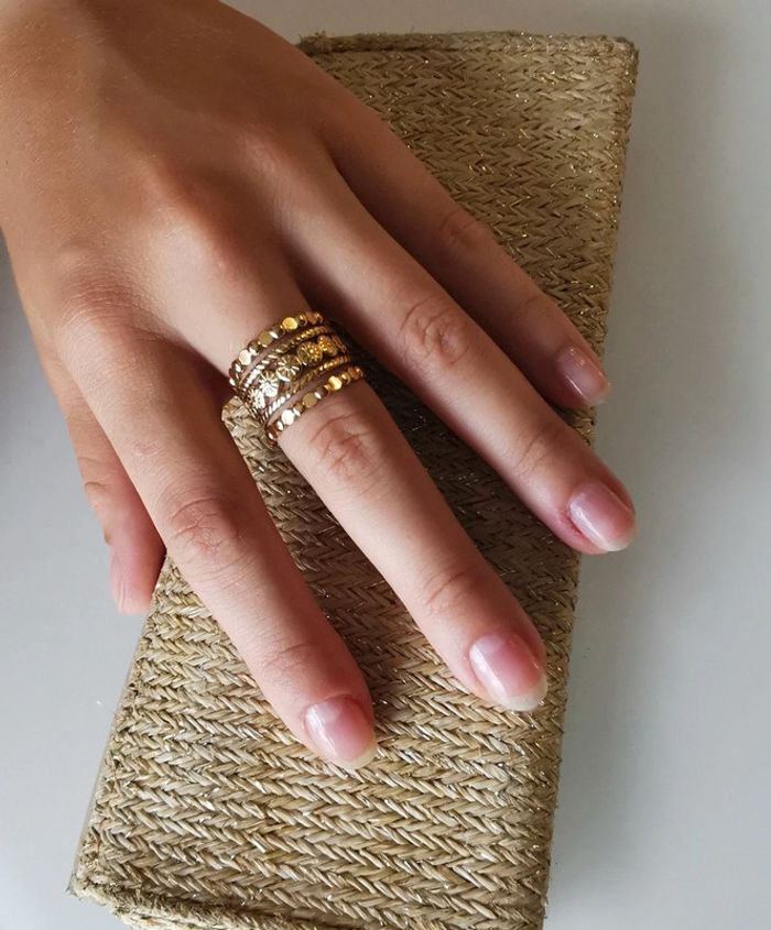 F96 bague acier inoxydable ajustable doré tendance