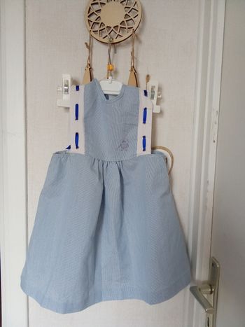 Robe vintage  fille 2 ans, rayures bleues, blanc, mi saison été