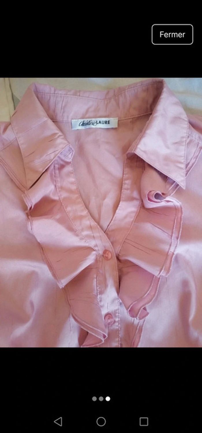 Chemise Christine Laure Rose vintage - photo numéro 3