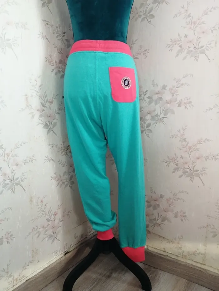 Pantalon jogging turquoise coupe loose avec détails corails poches / sweat pants / (16ans-S) - photo numéro 8
