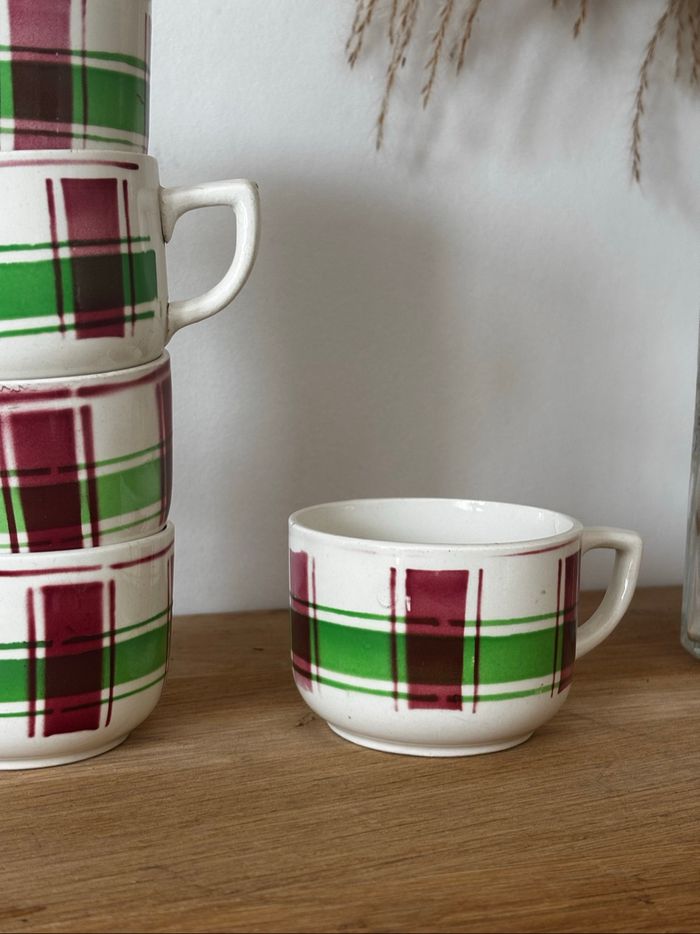 Ensemble de 5 tasses anciennes Sarreguemines Sousse - photo numéro 2