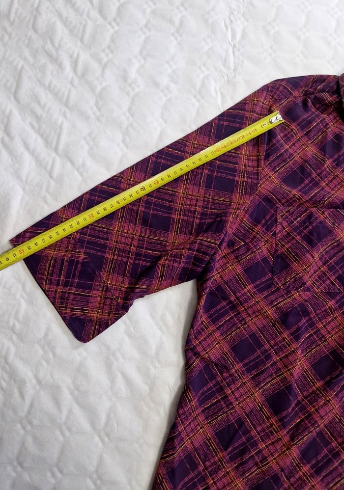 Chemisier Fluide Carreaux Violet/Prune Kiabi – Taille 48 - photo numéro 7