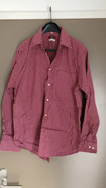 Chemise homme manches longues à carreaux bordeaux taille 40 Brummell