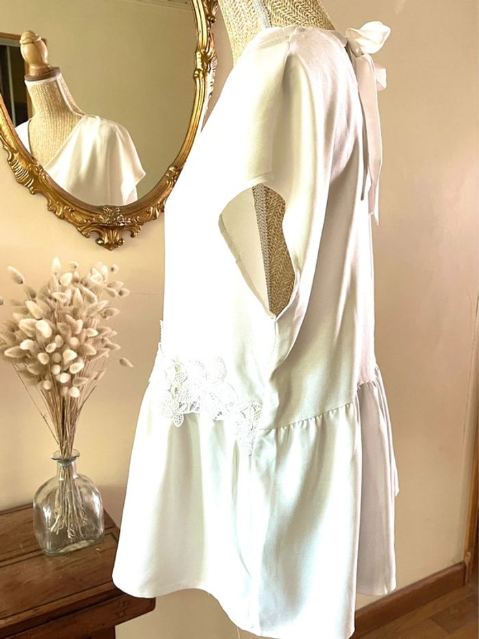Top Élégant en Crème avec Détails en broderie - photo numéro 5