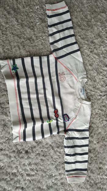 Sweat blanc rayé gris 2 ans Vertbaudet