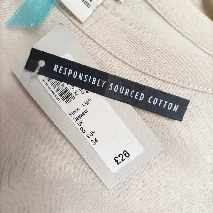 Robe longue beige River Island coupe droite t-shirt 100 % coton T34 neuve avec étiquette A1247 - photo numéro 12