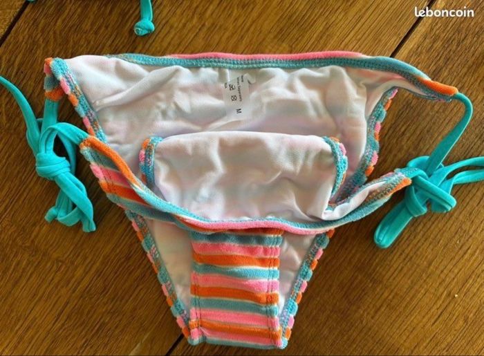 Maillot de bain bikini rayé coloré — Taille M - photo numéro 9