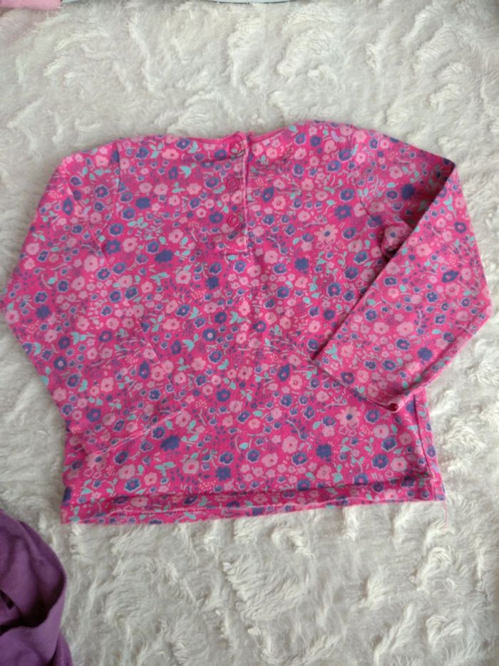 Lot de 2 tee shirt manches longues Fille 9 mois Fleurs Chat Cute Little kitty In Extenso 100% coton - photo numéro 15