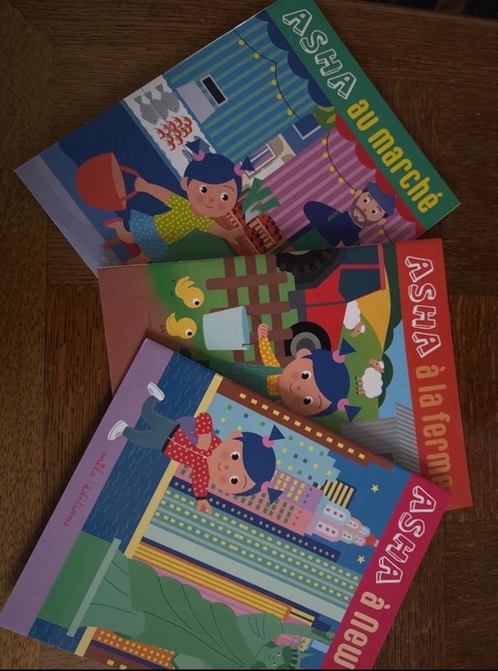 Lot de 3 livres avec gommettes Asha À partir de 5 ans