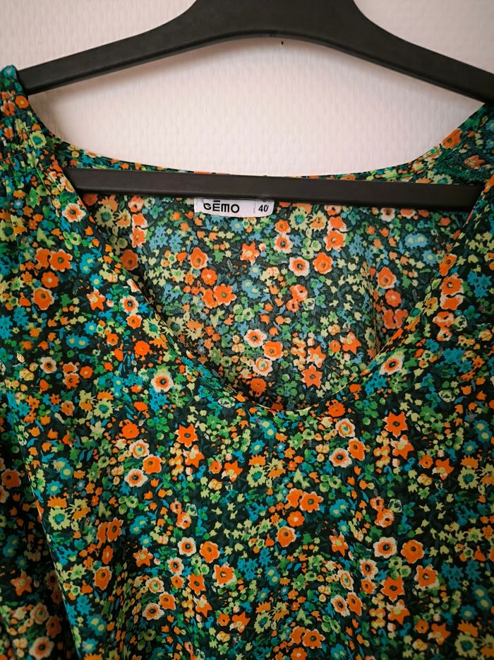 Robe verte à motif fleur Gémo taille 40 - photo numéro 3