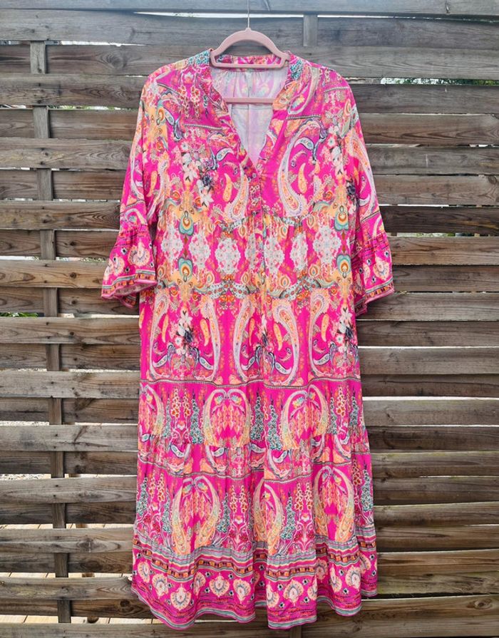 Robe longue rose - Taille L