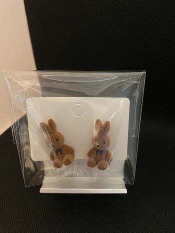 Idée cadeau noël - très jolies boucles d’oreilles lapin peluche
