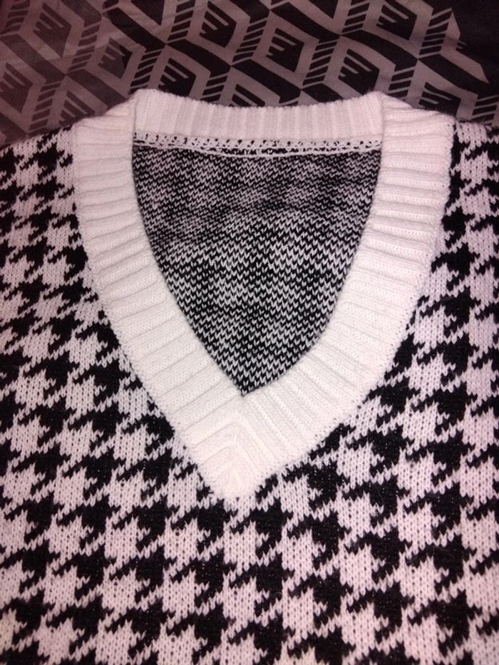 Pull sans manche motif pieds de poule - photo numéro 3