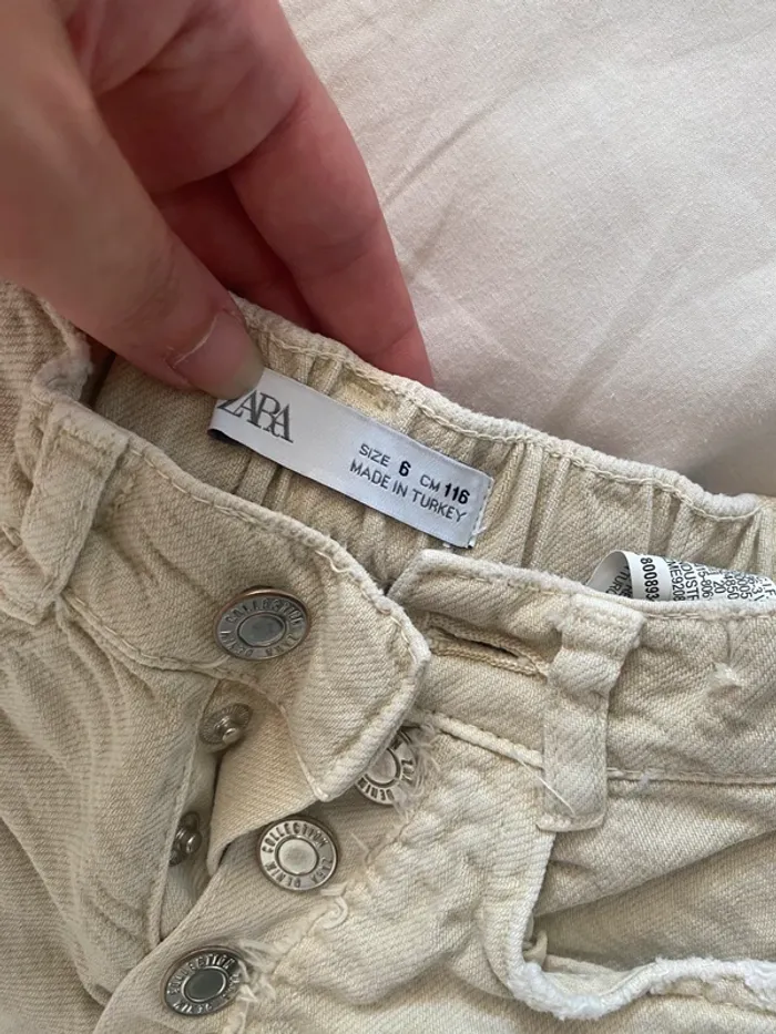 Short en jean beige Zara - photo numéro 3