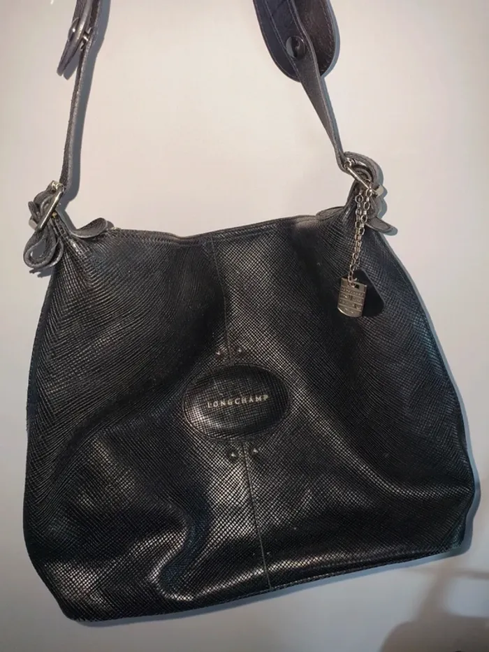 Sac épaule Longchamp en excellent état cuir noir - photo numéro 16