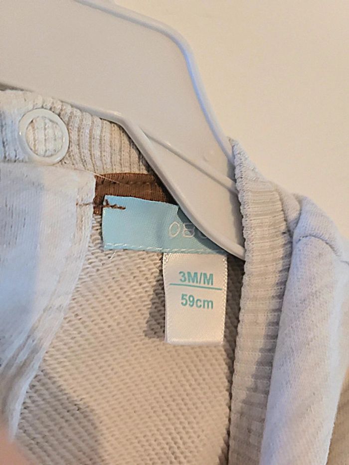 Pull gris bébé garçon "Obaibi" taille 3 mois - photo numéro 3