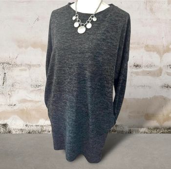 Robe pull  sweat gris chiné très confortable et moderne taille unique jusqu’au 42