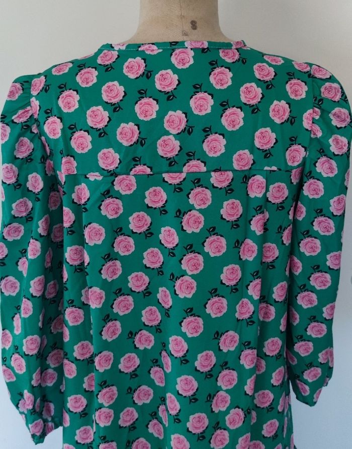 💚 Robe longue fleurie verte et rose – Amazon – Taille L (neuve) - photo numéro 4