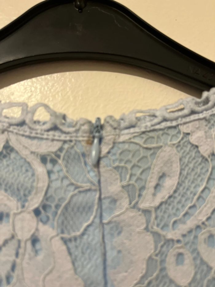 Magnifique robe bleue dentelle S manches longues doublée - photo numéro 9