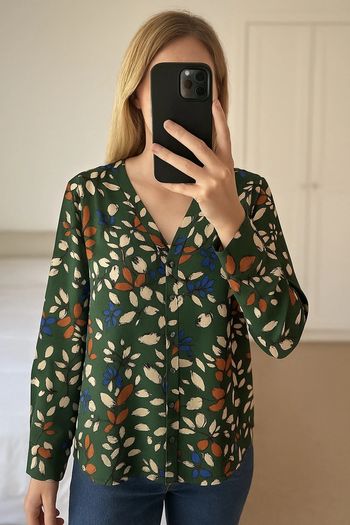 Blouse verte imprimée - Taille 42 - Only