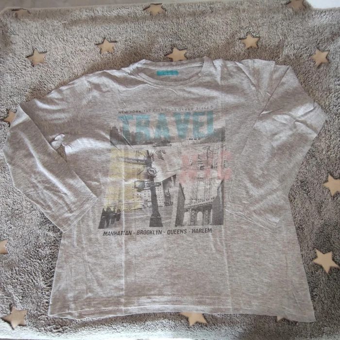 🌺 t-shirt manches longues garçon 14 ans in extenso gris imprimé travel