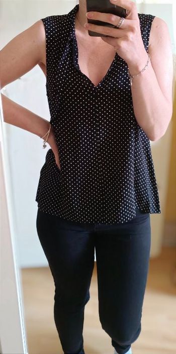 Blouse sans manches H&M noire à pois