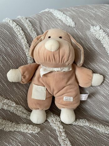 Peluche doudou Tiamo chien marron beige très bon état
