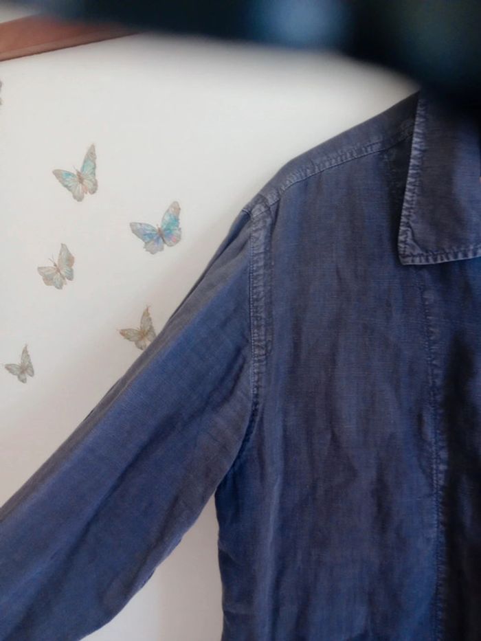 Veste légère homme 50 aspect lin bleu anthracite c83 - photo numéro 4
