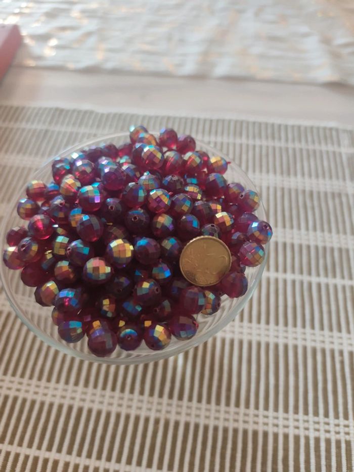 200 grammes de perles boules disco rouge - photo numéro 3